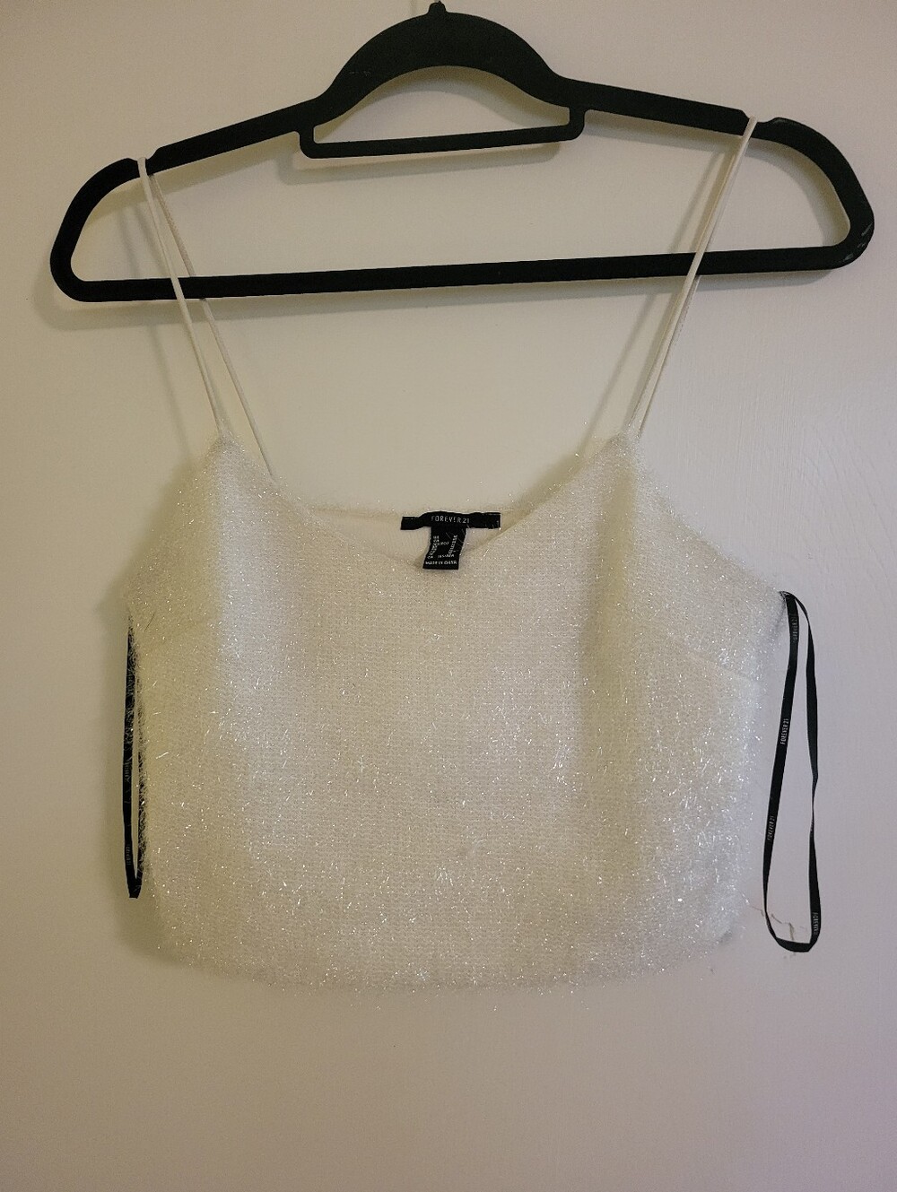 Vintage Forever 21 White Glitter Cropped Cami